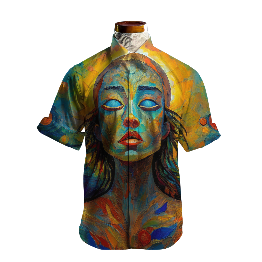 Mirada de ella - Camisa de 100% seda - Manga corta